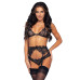 Leg Avenue Bra top, panty & garterbelt L Black