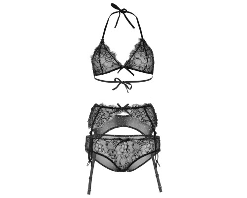 Leg Avenue Bra top, panty & garterbelt L Black