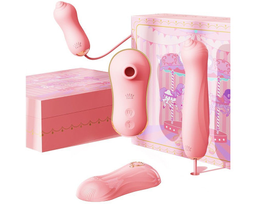Набір 3в1 Zalo — UNICORN Set Pink, віброяйце, пульсатор, вакуумний стимулятор