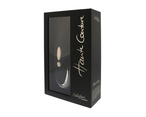 Satisfyer Luxury Pret-a-Porter - вакуумний стимулятор клітора White зі вставкою з чорної шкіри