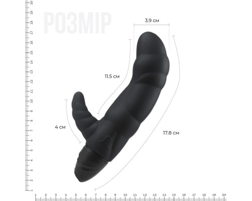 Вібратор рельєфний Adrien Lastic Typhoon Black зі стимуляцією точки G, два мотора