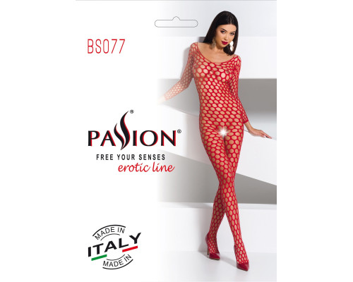 Бодистокинг с крупной сеткой Passion BS077 red