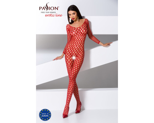 Бодистокинг с крупной сеткой Passion BS077 red