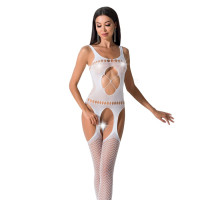 Бодістокінг Passion BS057 white, комбінезон, імітація панчох і пояса