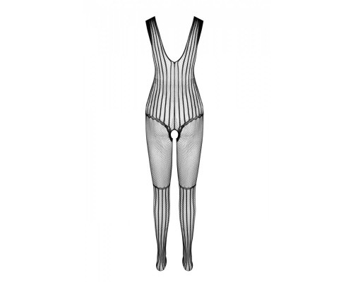 Сетчатый черный бодистокинг с рисунком боди и гетр Casmir CA006