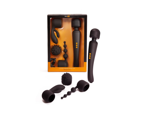 Вібромасажер із трьома насадками Pornhub Supercharge Wand Set, потужний