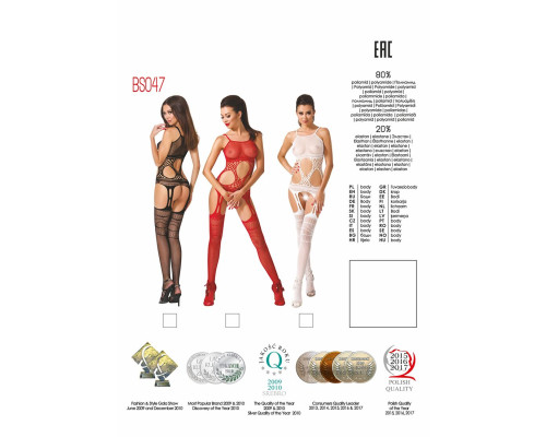 Бодистокинг Passion BS047 red, комбинезон, имитация топа, чулок и пояса