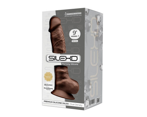 Фалоімітатор SilexD Tomas Brown (MODEL 1 size 9in), двошаровий, силікон + Silexpan, діаметр 4,9см