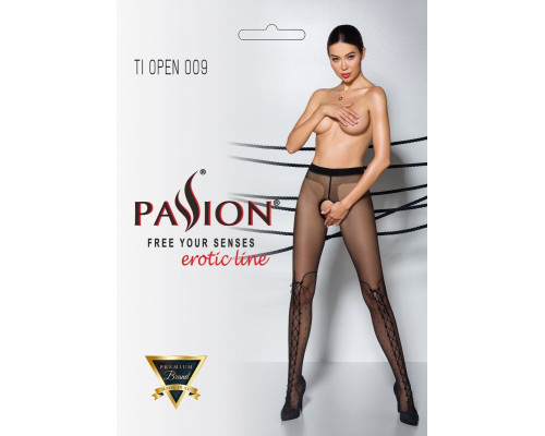 Колготки з відкритим доступом, імітація ботфорт TIOPEN 009 black 5 (20 den) — Passion