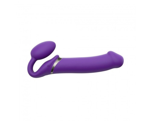 Безремневой страпон с вибрацией Strap-On-Me Vibrating Violet XL, диаметр 4,5см, пульт ДУ, регулируем