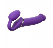 Безремневой страпон с вибрацией Strap-On-Me Vibrating Violet XL, диаметр 4,5см, пульт ДУ, регулируем