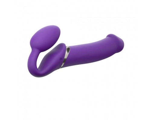 Безремневой страпон с вибрацией Strap-On-Me Vibrating Violet XL, диаметр 4,5см, пульт ДУ, регулируем