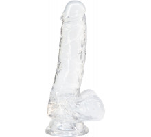 Прозорий фалоімітатор на присосці ADDICTION - Clear Dildo with Balls 7″, віброкуля у подарунок