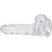 Прозорий фалоімітатор на присосці ADDICTION - Clear Dildo with Balls 7″, віброкуля у подарунок