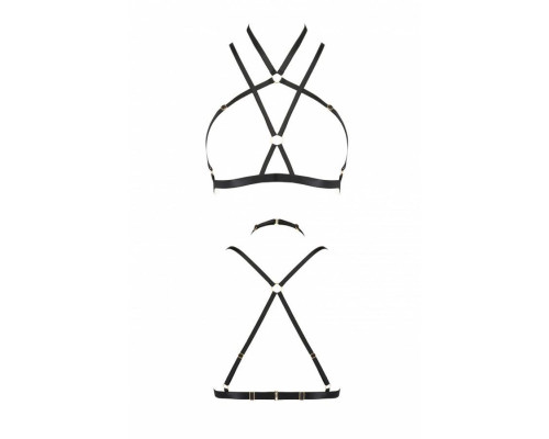 Портупея-стрепи Kelis Bra black XXL/XXXL — Passion Exclusive: трусики в комплекті