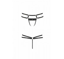 Трусики-стрінги зі стреп та мереживом LORRY THONG black L/XL - Passion Exclusive