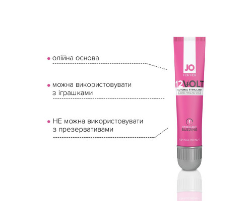 Збудливий гель для клітора System JO 12VOLT (10 мл) з ефектом пульсації та розігріву