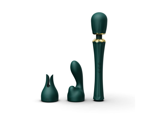 Вібромасажер з насадками Zalo — Kyro Wand Turquoise Green