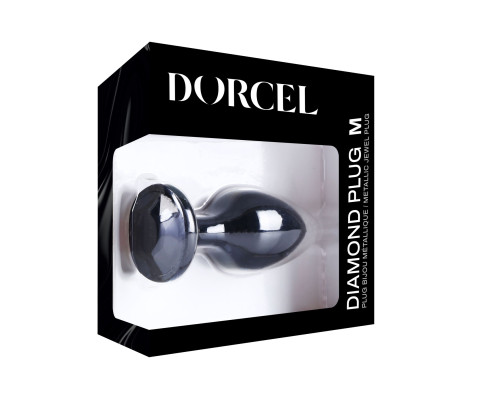 Металлическая анальная пробка с украшением в виде кристалла Dorcel - Diamond Plug BLACK M
