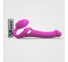 Безремінний вібрострапон з вакуумною стимуляцією Strap-On-Me MULTI ORGASM Fuchsia M, регульований