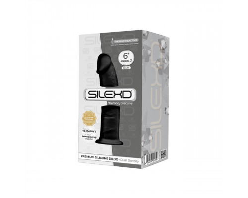 Фалоімітатор SilexD Robby Black (MODEL 2 size 6in), двошаровий, силікон + Silexpan, діаметр 3,5см