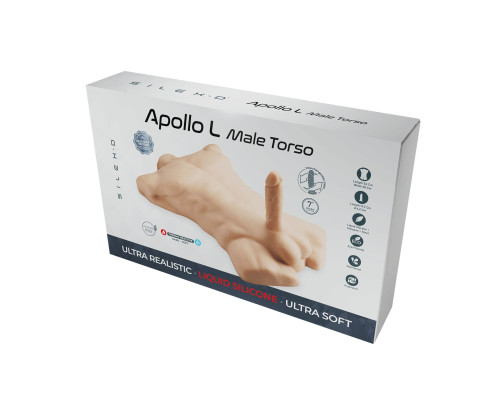 Торс з фалоімітатором на присосці SilexD Apollo L Male Torso, суперреалістичний, термореактивний