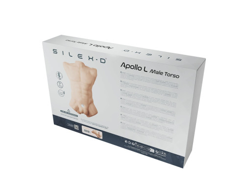 Торс з фалоімітатором на присосці SilexD Apollo L Male Torso, суперреалістичний, термореактивний