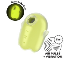 Вакуумний кліторальний стимулятор із вібрацією Satisfyer Glowing Ghost Yellow