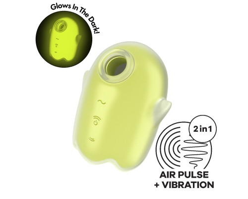 Вакуумний кліторальний стимулятор із вібрацією Satisfyer Glowing Ghost Yellow