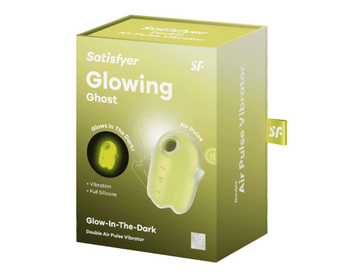 Вакуумний кліторальний стимулятор із вібрацією Satisfyer Glowing Ghost Yellow