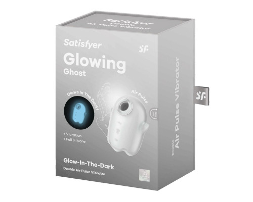 Вакуумний кліторальний стимулятор із вібрацією Satisfyer Glowing Ghost White