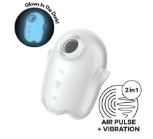 Вакуумний кліторальний стимулятор із вібрацією Satisfyer Glowing Ghost White