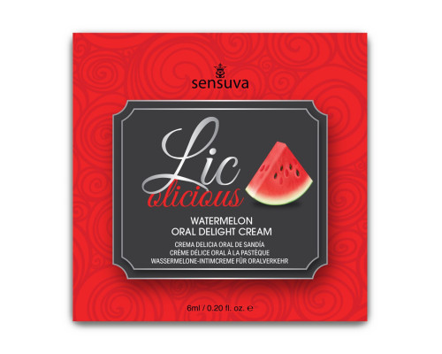 Пробник гелю для мінету Sensuva Lic-o-licious Watermelon (6 мл), оліїстий, без цукру